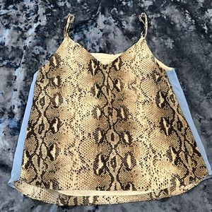 Honey Punch cami, snake skin print with baby blue stripe down each side, size L